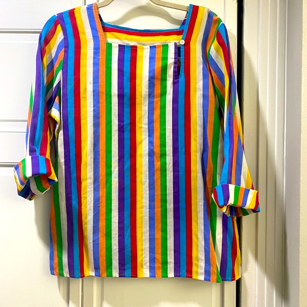 Vibrant Rainbow 🌈 Striped Top